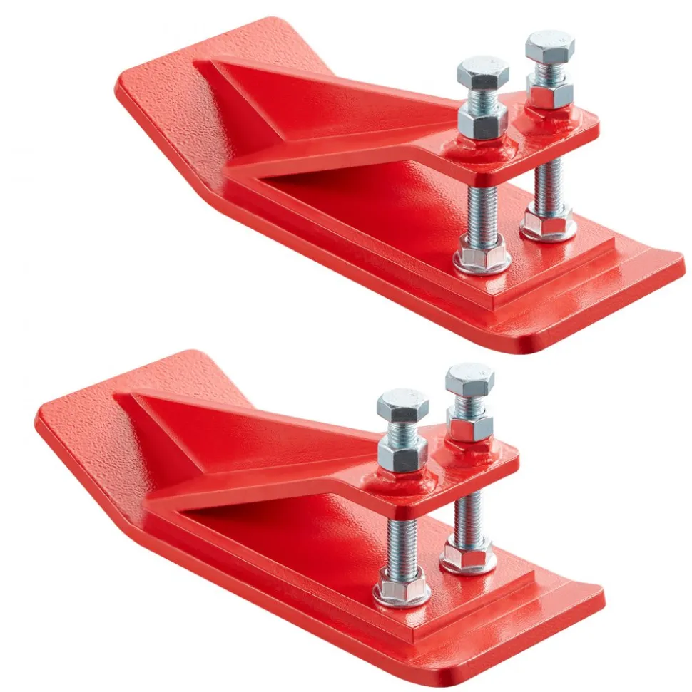 VEVOR Tractor Bucket Protector, 2PCS Heavy Duty Steel Bucket Edge Protectors, Edge Tamer Anti-Skid Device with Double Hexagon Lock Nuts and Bolts, for Snow, Leave Removal & Spreading Gravel (Red)