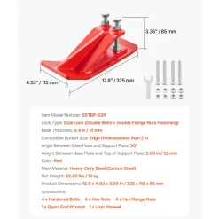 VEVOR Tractor Bucket Protector, 2PCS Heavy Duty Steel Bucket Edge Protectors, Edge Tamer Anti-Skid Device with Double Hexagon Lock Nuts and Bolts, for Snow, Leave Removal & Spreading Gravel (Red)