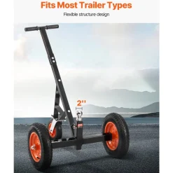 VEVOR Trailer Dolly, 1000lbs Tongue Weight Capacity, Carbon Steel Trailer Mover with 2 inch Ball, 14 inch Pneumatic Tires, Portable Tow Dolly for Moving RV Trailer