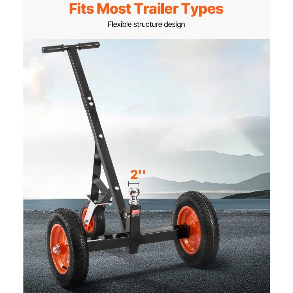 VEVOR Trailer Dolly, 1000lbs Tongue Weight Capacity, Carbon Steel Trailer Mover with 2 inch Ball, 14 inch Pneumatic Tires, Portable Tow Dolly for Moving RV Trailer