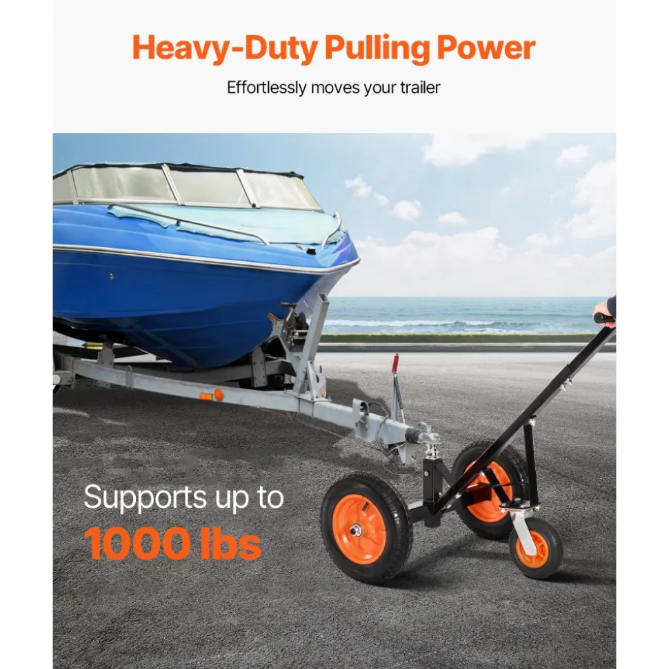 VEVOR Trailer Dolly, 1000lbs Tongue Weight Capacity, Carbon Steel Trailer Mover with 2 inch Ball, 14 inch Pneumatic Tires, Portable Tow Dolly for Moving RV Trailer