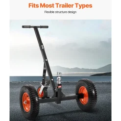 VEVOR Trailer Dolly, 1200lbs Tongue Weight Capacity, Carbon Steel Trailer Mover with 2 inch Ball, 15.2 inch Pneumatic Tires, Portable Tow Dolly for Moving RV Trailer