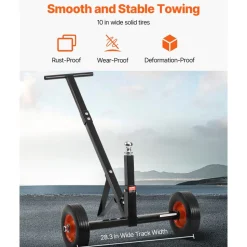 VEVOR Trailer Dolly, 600lbs Tongue Weight Capacity, Carbon Steel Trailer Mover with 1-7/8 in Hitch Ball and 10 in Solid Tires, Portable Tow Dolly for Moving Car RV Boat Trailer