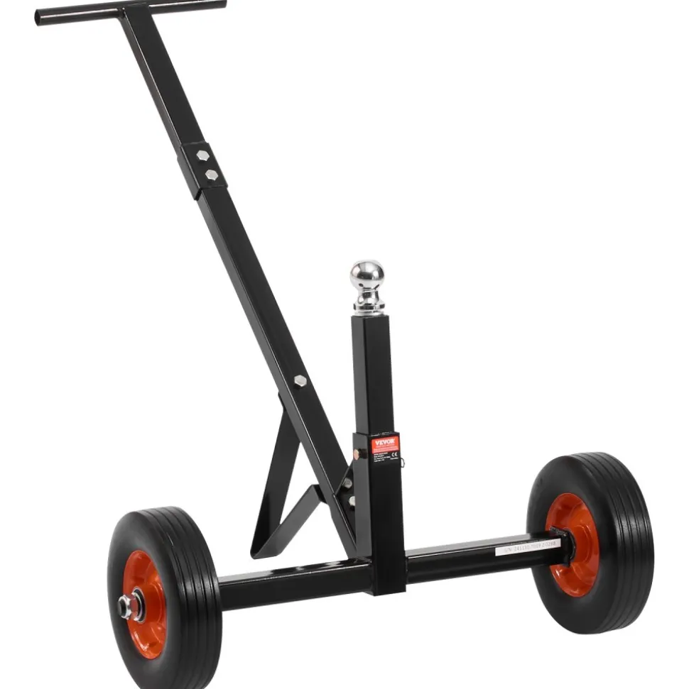 VEVOR Trailer Dolly, 600lbs Tongue Weight Capacity, Carbon Steel Trailer Mover with 1-7/8 in Hitch Ball and 10 in Solid Tires, Portable Tow Dolly for Moving Car RV Boat Trailer