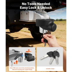 VEVOR Trailer Hitch Lock, Compatible with 2-5/16 in Couplers, Heavy-Duty Anti-Theft Trailer Ball Lock with 3 Keys, Prying-Resistant & Impact-Resistant, Fits for RVs, Boats, Off-Road Vehicles, Trailers