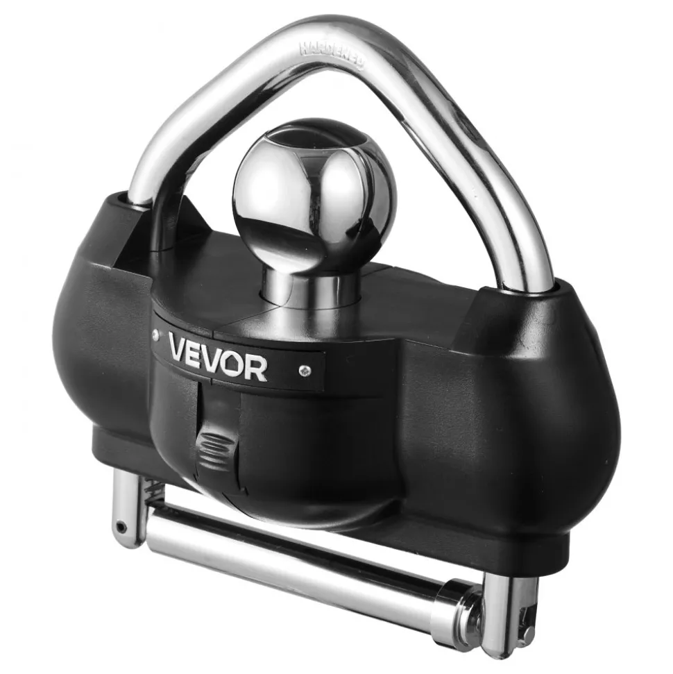 VEVOR Trailer Hitch Lock, Fits for 1-7/8 in, 2 in, 2-5/16 in Couplers, Heavy-Duty Anti-Theft Trailer Ball Lock with 3 Keys, Prying-Resistant, Adjustable Height Design for RVs, Boats, Trailers, Black