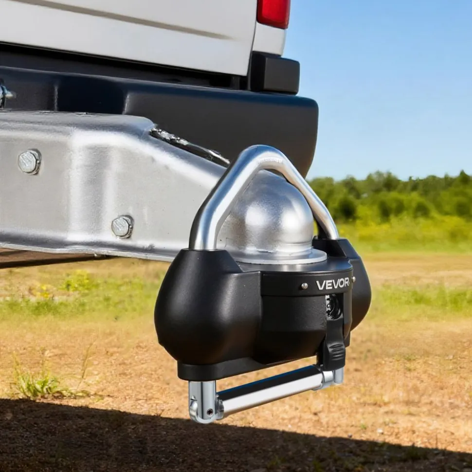 VEVOR Trailer Hitch Lock, Fits for 1-7/8 in, 2 in, 2-5/16 in Couplers, Heavy-Duty Anti-Theft Trailer Ball Lock with 3 Keys, Prying-Resistant, Adjustable Height Design for RVs, Boats, Trailers, Black