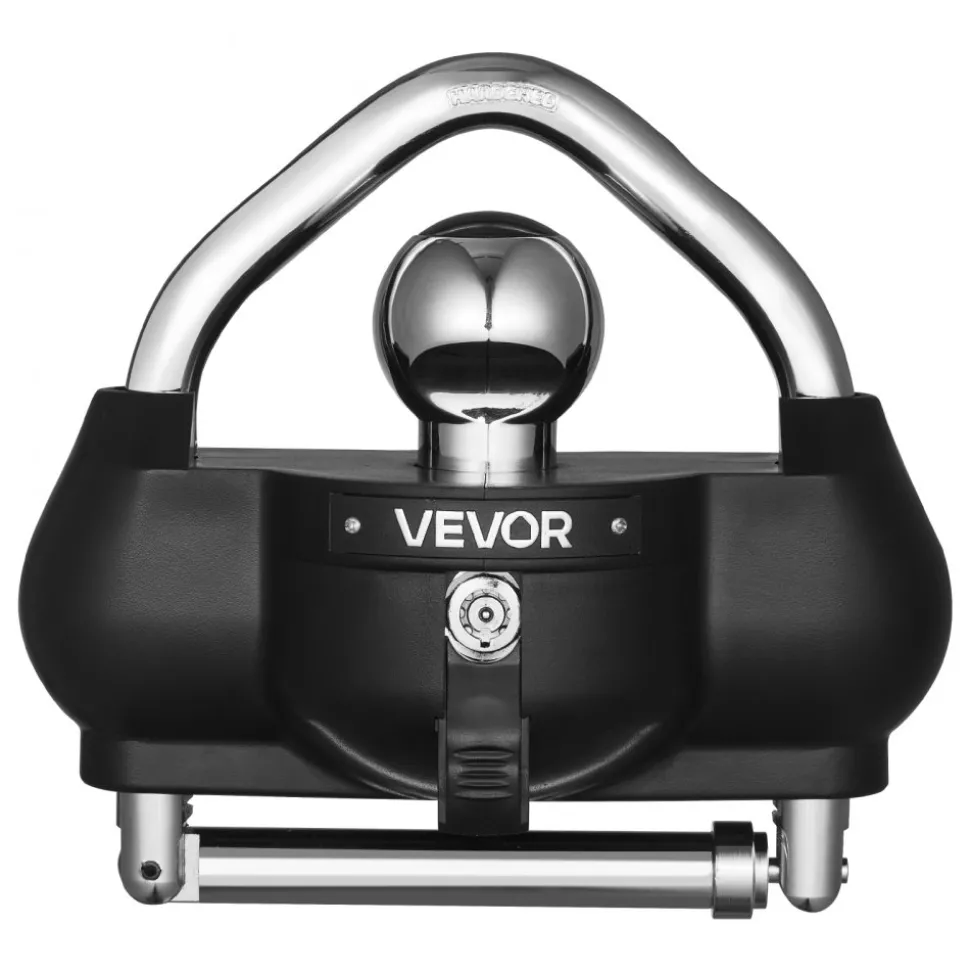 VEVOR Trailer Hitch Lock, Fits for 1-7/8 in, 2 in, 2-5/16 in Couplers, Heavy-Duty Anti-Theft Trailer Ball Lock with 3 Keys, Prying-Resistant, Adjustable Height Design for RVs, Boats, Trailers, Black