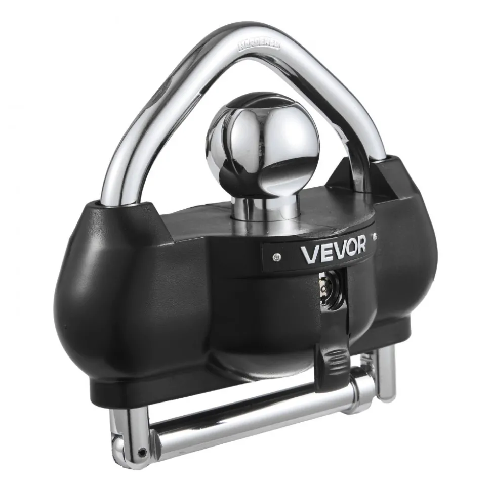 VEVOR Trailer Hitch Lock, Fits for 1-7/8 in, 2 in, 2-5/16 in Couplers, Heavy-Duty Anti-Theft Trailer Ball Lock with 3 Keys, Prying-Resistant, Adjustable Height Design for RVs, Boats, Trailers, Black