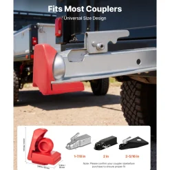 VEVOR Trailer Hitch Lock, Fits for 1-7/8 in, 2 in, 2-5/16 in Couplers, Heavy-Duty Anti-Theft Trailer Ball Lock with 3 Keys, Prying-Resistant & Impact-Resistant, Fits for RVs, Boats, Trailers, Red