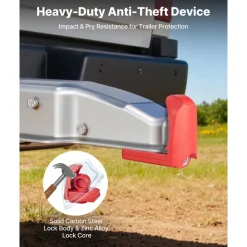 VEVOR Trailer Hitch Lock, Fits for 1-7/8 in, 2 in, 2-5/16 in Couplers, Heavy-Duty Anti-Theft Trailer Ball Lock with 3 Keys, Prying-Resistant & Impact-Resistant, Fits for RVs, Boats, Trailers, Red
