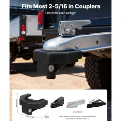 VEVOR Trailer Hitch Lock Kit, Compatible with 2-5/16 in Couplers, Heavy-Duty Anti-Theft Trailer Ball Lock with 3 Keys & Padlock, Prying-Resistant & Impact-Resistant, Fits for RVs, Boats, Trailers