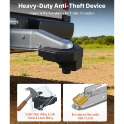 VEVOR Trailer Hitch Lock Kit, Compatible with 2-5/16 in Couplers, Heavy-Duty Anti-Theft Trailer Ball Lock with 3 Keys & Padlock, Prying-Resistant & Impact-Resistant, Fits for RVs, Boats, Trailers
