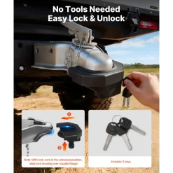 VEVOR Trailer Hitch Lock Kit, Compatible with 2-5/16 in Couplers, Heavy-Duty Anti-Theft Trailer Ball Lock with 3 Keys & Padlock, Prying-Resistant & Impact-Resistant, Fits for RVs, Boats, Trailers