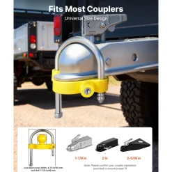 VEVOR Trailer Hitch Lock Kit, Fits for 1-7/8 in, 2 in, 2-5/16 in Couplers, Heavy-Duty Anti-Theft Trailer Ball Lock with Keys, Prying-Resistant, Adjustable Height Design for RVs, Boats, Trailers