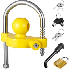 VEVOR Trailer Hitch Lock Kit, Fits for 1-7/8 in, 2 in, 2-5/16 in Couplers, Heavy-Duty Anti-Theft Trailer Ball Lock with Keys, Prying-Resistant, Adjustable Height Design for RVs, Boats, Trailers