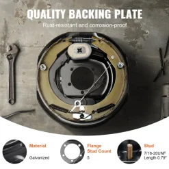 VEVOR Trailer Hub Drum Kits 8 on 6.5" B.C. with 12" x 2" Electric Brakes, Self-Adjusting Trailer Brake Assembly for 7000 lbs Axle, 5-Hole Mounting, Backing Plates for Brake System Part Replacement
