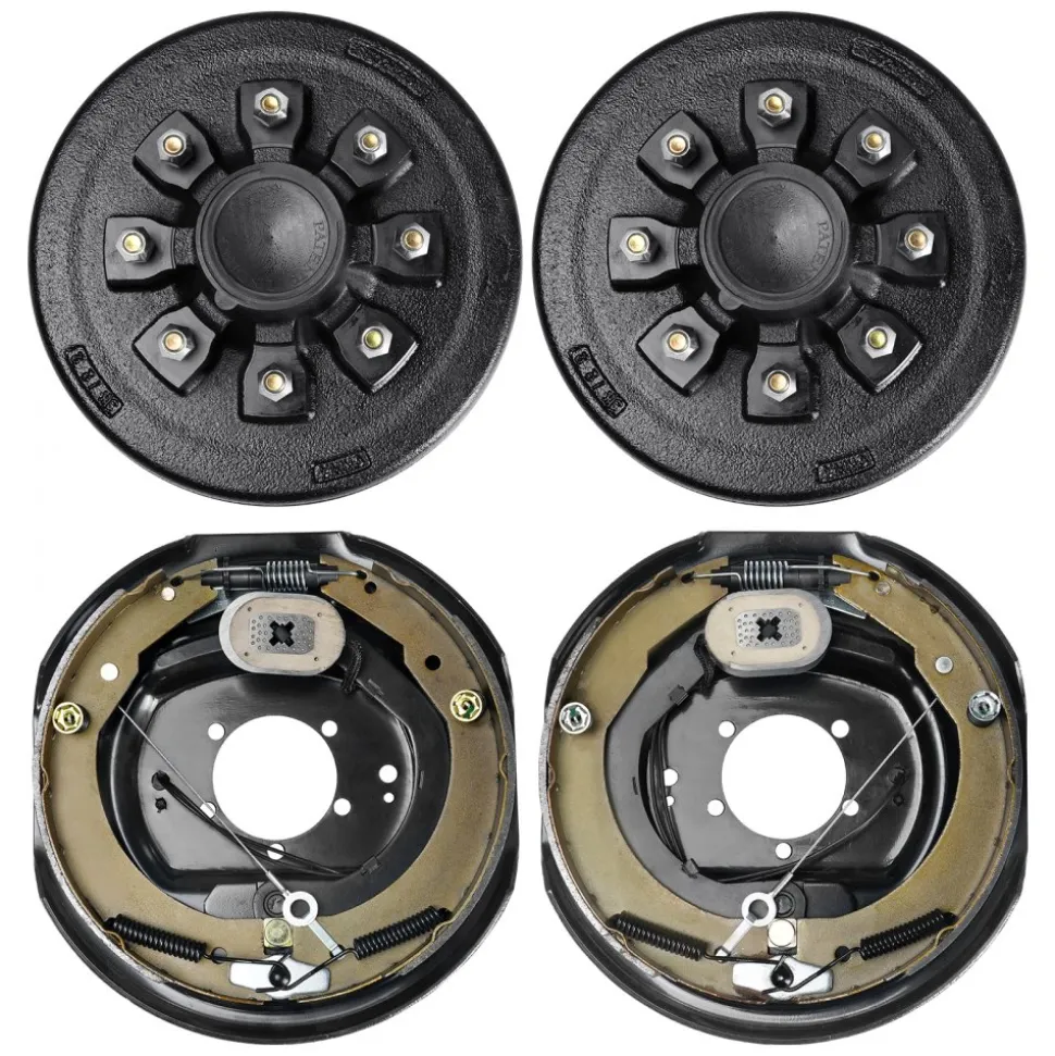 VEVOR Trailer Hub Drum Kits 8 on 6.5" B.C. with 12" x 2" Electric Brakes, Self-Adjusting Trailer Brake Assembly for 7000 lbs Axle, 5-Hole Mounting, Backing Plates for Brake System Part Replacement
