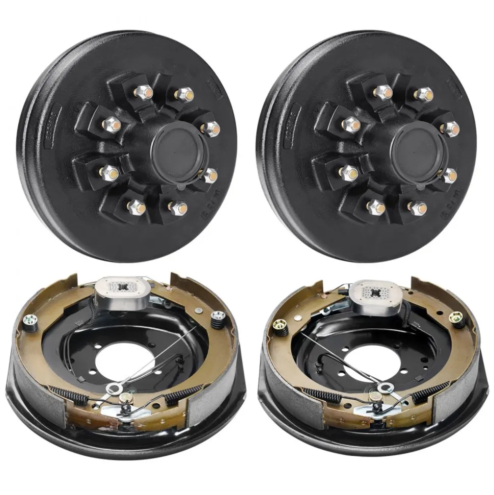 VEVOR Trailer Hub Drum Kits 8 on 6.5" B.C. with 12" x 2" Electric Brakes, Self-Adjusting Trailer Brake Assembly for 7000 lbs Axle, 5-Hole Mounting, Backing Plates for Brake System Part Replacement