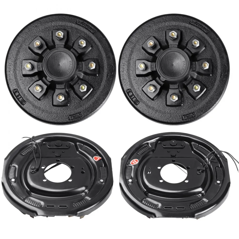 VEVOR Trailer Hub Drum Kits 8 on 6.5" B.C. with 12" x 2" Electric Brakes, Self-Adjusting Trailer Brake Assembly for 7000 lbs Axle, 5-Hole Mounting, Backing Plates for Brake System Part Replacement