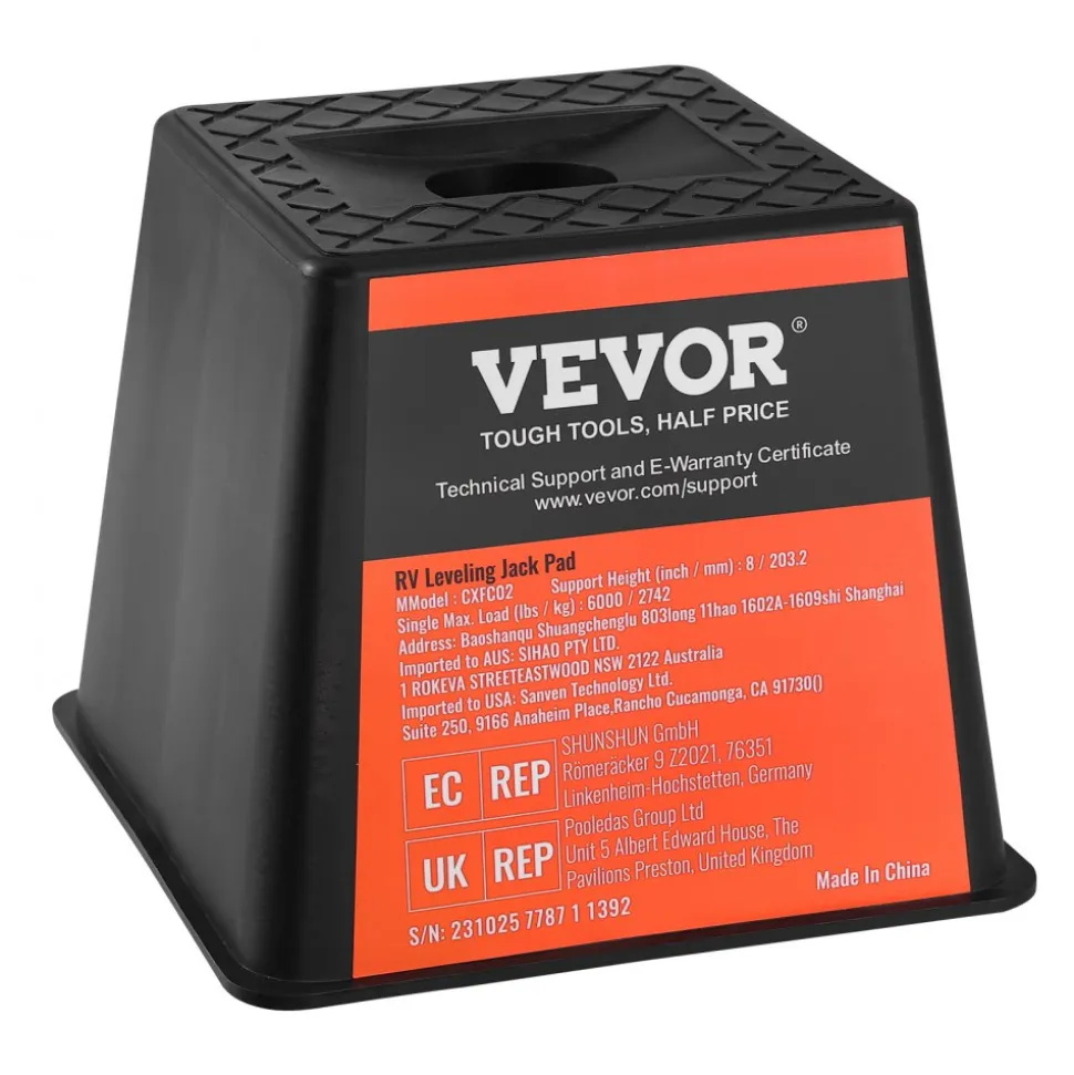 VEVOR Trailer Jack Block, 6000 lbs Capacity per RV Leveling Block, High-quality Polypropylene RV Camper Stabilizer Blocks, RV Travel Accessories Use for Any Tongue Jack, Post, Foot, 5th Wheels, 4-Pack