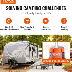 VEVOR Trailer Jack Block, 2000 lbs Capacity per RV Leveling Block, High-quality Polypropylene RV Camper Stabilizer Blocks, RV Travel Accessories Use for Any Tongue Jack, Post, Foot, 5th Wheels, 2-Pack