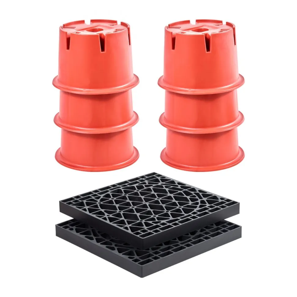 VEVOR Trailer Jack Blocks, 8" High, 2000 lbs Capacity, 8 Pcs Heavy Duty Camper Leveler Kit - 6 RV Leveling Blocks & 2 Pads, Camper Accessories for Travel Trailers, 5th Wheels Class A/C Motorhomes