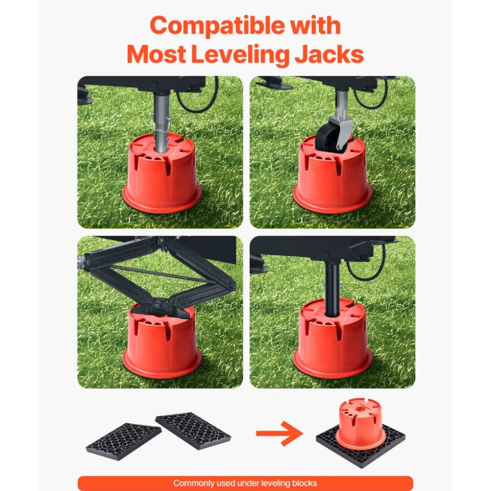 VEVOR Trailer Jack Blocks, 8" High, 2000 lbs Capacity, 8 Pcs Heavy Duty Camper Leveler Kit - 6 RV Leveling Blocks & 2 Pads, Camper Accessories for Travel Trailers, 5th Wheels Class A/C Motorhomes