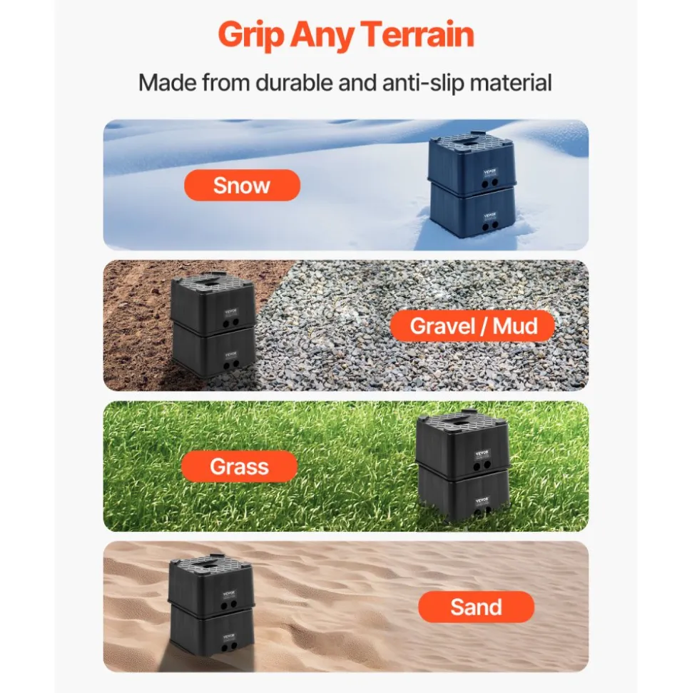VEVOR Trailer Jack Blocks, 6" High Heavy Duty RV Leveling Blocks, Each with 6000 lbs Capacity, as RV Jack Stand, Stool, Camper Accessories, for Travel Trailers, 5th Wheels Class A/C Motorhomes, 2 Pcs