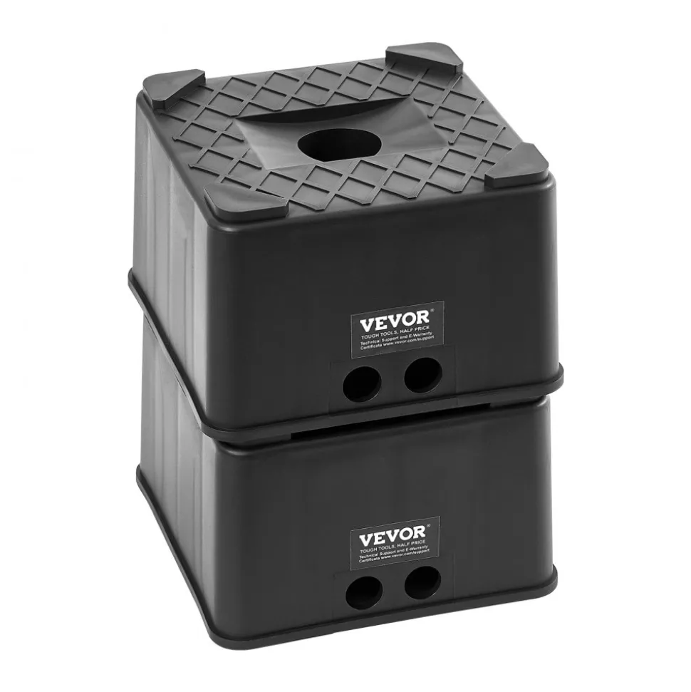 VEVOR Trailer Jack Blocks, 6" High Heavy Duty RV Leveling Blocks, Each with 6000 lbs Capacity, as RV Jack Stand, Stool, Camper Accessories, for Travel Trailers, 5th Wheels Class A/C Motorhomes, 2 Pcs