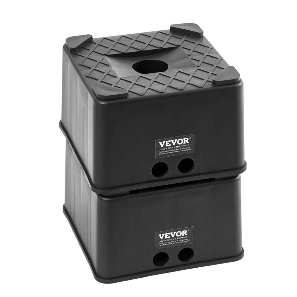 VEVOR Trailer Jack Blocks, 6" High Heavy Duty RV Leveling Blocks, Each with 6000 lbs Capacity, as RV Jack Stand, Stool, Camper Accessories, for Travel Trailers, 5th Wheels Class A/C Motorhomes, 2 Pcs