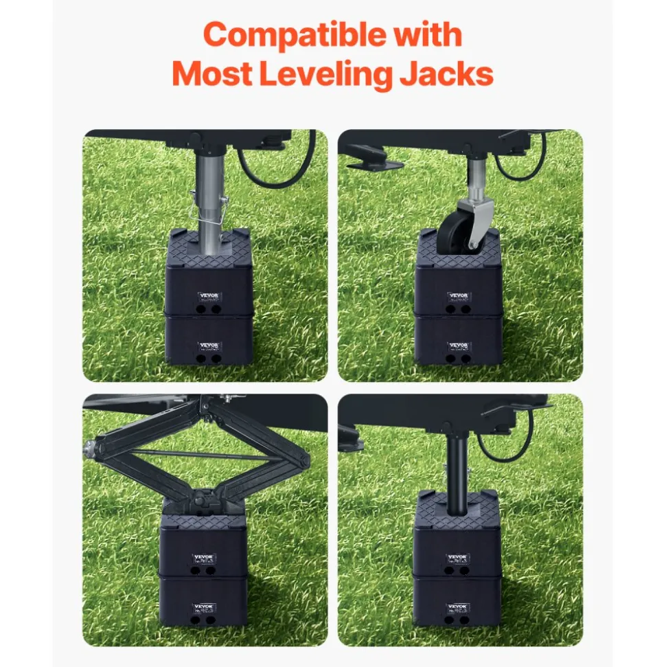 VEVOR Trailer Jack Blocks, 6" High Heavy Duty RV Leveling Blocks, Each with 6000 lbs Capacity, as RV Jack Stand, Stool, Camper Accessories, for Travel Trailers, 5th Wheels Class A/C Motorhomes, 2 Pcs