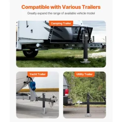 VEVOR Trailer Jack, 8000 lbs Dynamic Load Capacity, Weld-on Pipe-Mount Swivel Trailer Jack with Ergonomic Handle, 15-inch Vertical Travel, Suitable for RV, Horse, Utility, Camping and Yacht Trailers