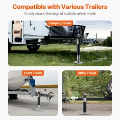 VEVOR Trailer Jack, 2000 lbs Dynamic Load Capacity, Weld-on Pipe-Mount Swivel Trailer Jack, 10" Lift Trailer Jack Stand with Handle for RV Trailer, Horse Trailer, Utility Trailer, and Yacht Trailer