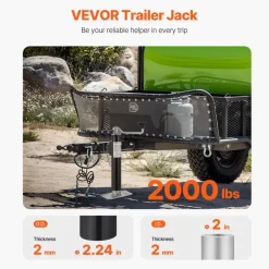 VEVOR Trailer Jack, 2000 lbs Dynamic Load Capacity, Weld-on Pipe-Mount Swivel Trailer Jack, 10