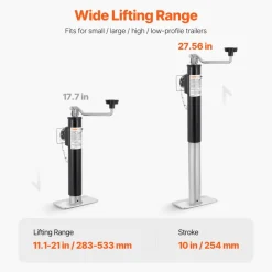 VEVOR Trailer Jack, 2000 lbs Dynamic Load Capacity, Weld-on Pipe-Mount Swivel Trailer Jack, 10
