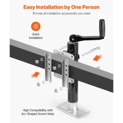 VEVOR Trailer Jack, 2000 lbs Dynamic Load Capacity, Heavy Duty Swivel Bolt-on Trailer Jack, 10" Lift Trailer Jack Stand with Handle for RV Trailer, Horse Trailer, Utility Trailer, and Yacht Trailer