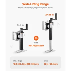 VEVOR Trailer Jack, 2000 lbs Dynamic Load Capacity, Heavy Duty Swivel Bolt-on Trailer Jack, 10