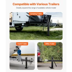 VEVOR Trailer Jack, 12000 lbs Dynamic Load Capacity, Weld-on Pipe-Mount Swivel Trailer Jack with Ergonomic Handle, 12.6-inch Vertical Travel, Suitable for RV, Horse, Utility, Camping, Yacht Trailers