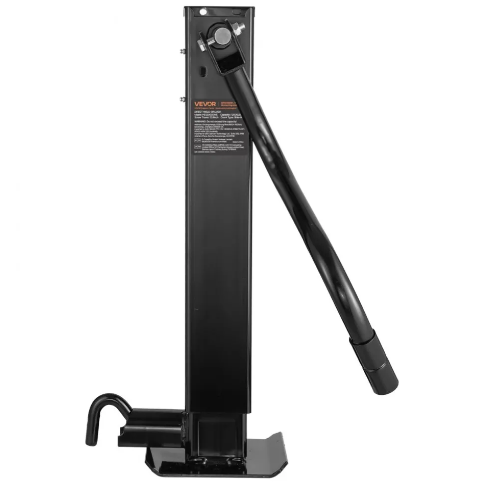 VEVOR Trailer Jack, 12000 lbs Dynamic Load Capacity, Weld-on Pipe-Mount Swivel Trailer Jack with Ergonomic Handle, 12.6-inch Vertical Travel, Suitable for RV, Horse, Utility, Camping, Yacht Trailers