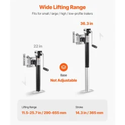 VEVOR Trailer Jack, 5000 lbs Dynamic Load Capacity, Heavy Duty Swivel Bolt-on Trailer Jack, 14.3" Lift Trailer Jack Stand with Handle for RV Trailer, Horse Trailer, Utility Trailer, and Yacht Trailer