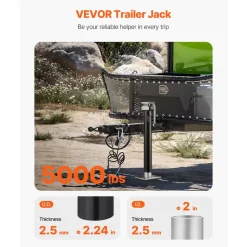 VEVOR Trailer Jack, 5000 lbs Dynamic Load Capacity, Weld-on Pipe-Mount Swivel Trailer Jack with Ergonomic Handle, 15-inch Vertical Travel, Suitable for RV, Horse, Utility, Camping and Yacht Trailers