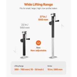 VEVOR Trailer Jack, 5000 lbs Dynamic Load Capacity, Weld-on Pipe-Mount Swivel Trailer Jack with Ergonomic Handle, 15-inch Vertical Travel, Suitable for RV, Horse, Utility, Camping and Yacht Trailers