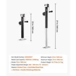 VEVOR Trailer Jack, 5000 lbs Dynamic Load Capacity, Weld-on Pipe-Mount Swivel Trailer Jack with Ergonomic Handle, 15-inch Vertical Travel, Suitable for RV, Horse, Utility, Camping and Yacht Trailers