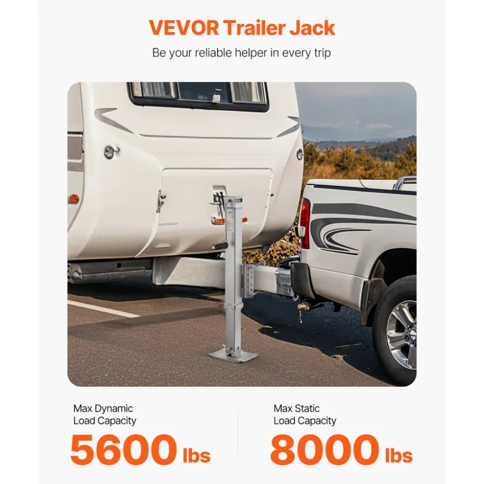 VEVOR Trailer Jack, 8000 lbs Static Load Capacity, Heavy Duty Swivel Bolt-on Trailer Jack, 28.5" Lift Trailer Jack Stand with Handle for RV Trailer, Horse Trailer, Utility Trailer, and Yacht Trailer