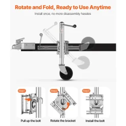 VEVOR Trailer Jack with Wheel, 1000 lbs Load Capacity, Heavy Duty Swivel Boat Trailer Jack with PP Single Wheel & Ergonomic Handle, 10-inch Lift, Fit for RVs, Boats, Horse Trailers, Utility Trailers
