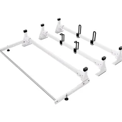 VEVOR Trailer Ladder Rack, 54" 3 Crossbars Ladder Roof Rack, Heavy-duty Steel Van Roof Ladder Rack, 800 lbs Capacity Van Ladder Rack with Straps, Fit for Ford Transit 150, 250, 350, 2015-2022