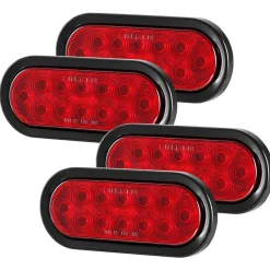 VEVOR Trailer Lights, 4PCS 12V Oval LED Trailer Tail Lights Kit with Stop Brake Turn Tail Lamp, Waterproof Tow Lighting Kit for Boat Truck Camper RV Snowmobile Bus Caravan, 2 Mounting Options, Red
