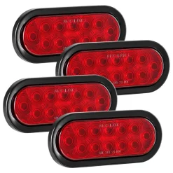 VEVOR Trailer Lights, 4PCS 12V Oval LED Trailer Tail Lights Kit with Stop Brake Turn Tail Lamp, Waterproof Tow Lighting Kit for Boat Truck Camper RV Snowmobile Bus Caravan, 2 Mounting Options, Red