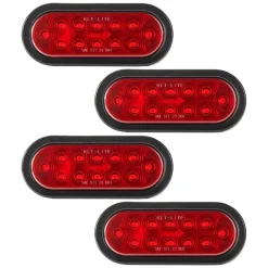 VEVOR Trailer Lights, 4PCS 12V Oval LED Trailer Tail Lights Kit with Stop Brake Turn Tail Lamp, Waterproof Tow Lighting Kit for Boat Truck Camper RV Snowmobile Bus Caravan, 2 Mounting Options, Red